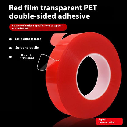 PET Double Sided Tape High Quality Red Polyester Tape Customized High Adhesive Tape