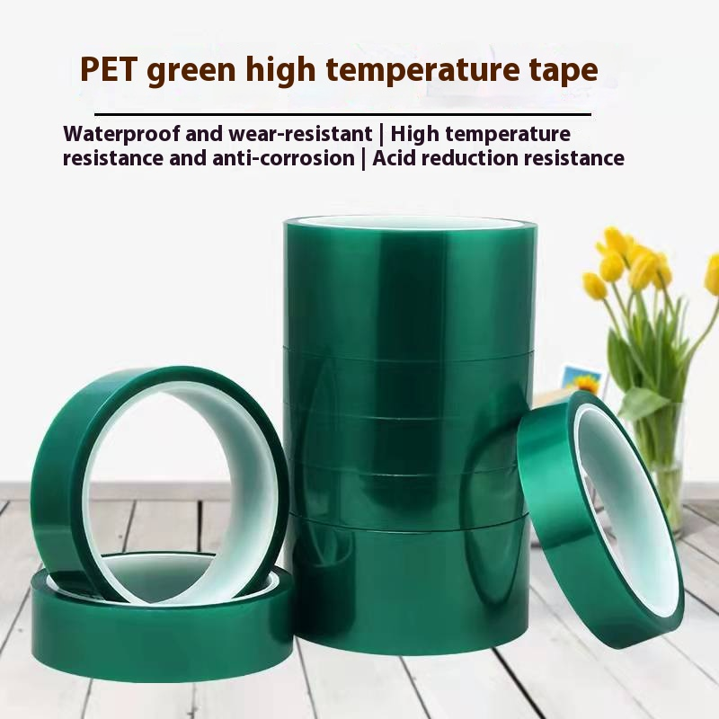 Specifications can be customized and free samples are available PET green high temperature tape without residual glue insulating tape for circuit board automotive painting and baking paint masking tape