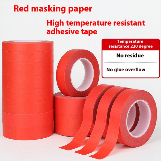 Masking paper coated with high temperature red, white and beige spray paint masking masking tape to make various wreaths